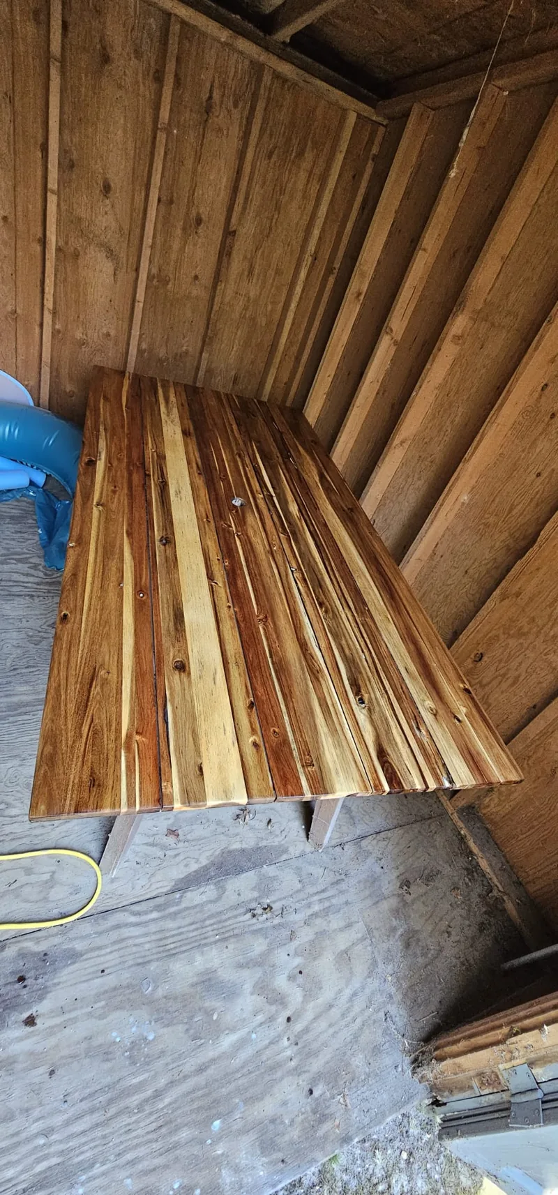 Wooden table after restoration