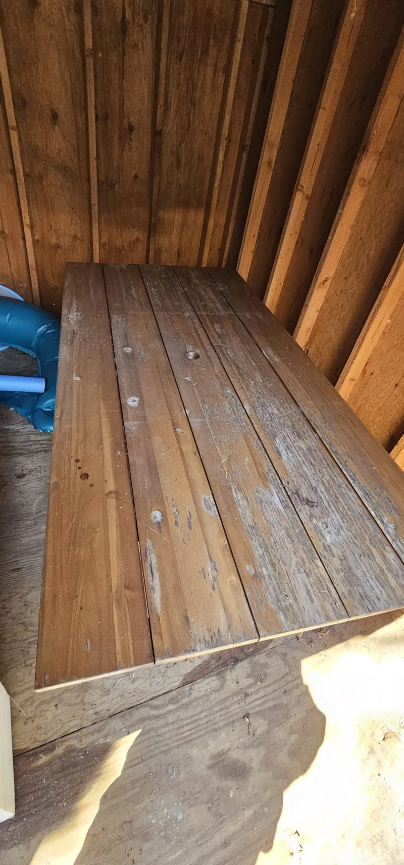 Wooden table before restoration